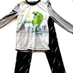 Saint Eve Boys Pajamas Dinosaur 2 Piece Set Shirt Pants Size 10 New